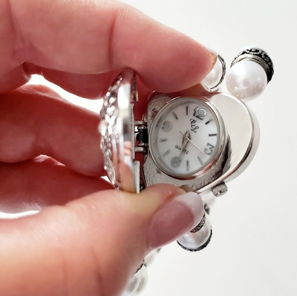 Colleen Lopez Heart and Pearl Silverplated Watch main image 2